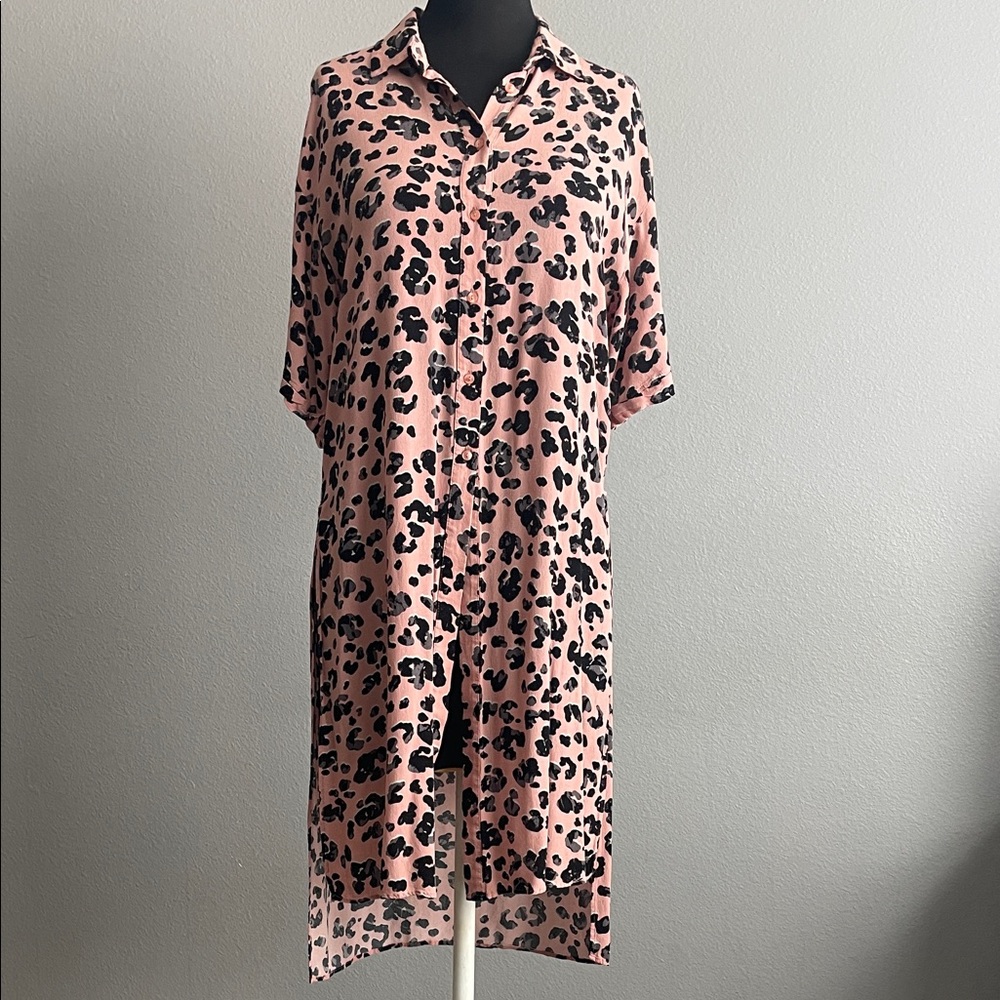 Maeve by Anthropologie Pink Leopard Button Down Shirt